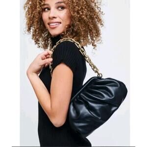 Urban Expressions Cassie Vegan Leather Dumpling Clutch w/Chain Link + Crossbody